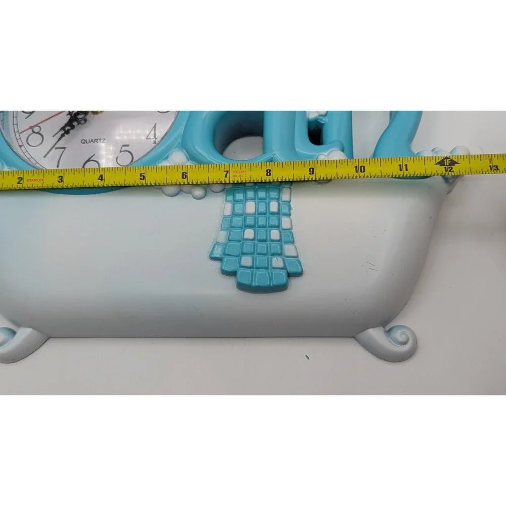 Wall Clock Bath Clock Blue Battery Operated VTG Style Works/ Keeps Time
